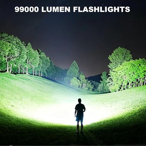 MIXILIN Rechargeable LED Flashlights High Lumens, Super Bright 99000 Lumens Flashlight with 5 Modes, Waterproof Powerful Flash Light Handheld Flashlights for Home Camping Emergencies - 2 Pack in Kuwait