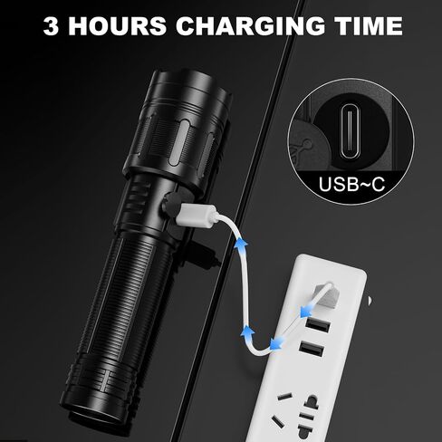 MIXILIN Rechargeable LED Flashlights High Lumens, Super Bright 99000 Lumens Flashlight with 5 Modes, Waterproof Powerful Flash Light Handheld Flashlights for Home Camping Emergencies - 2 Pack in Kuwait
