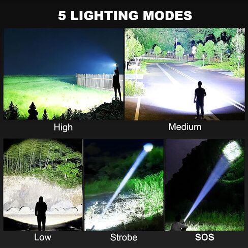 MIXILIN Rechargeable LED Flashlights High Lumens, Super Bright 99000 Lumens Flashlight with 5 Modes, Waterproof Powerful Flash Light Handheld Flashlights for Home Camping Emergencies - 2 Pack in Kuwait