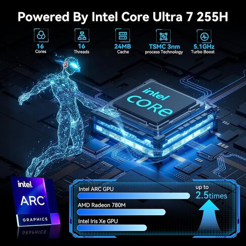 NUC 15 Pro AI Mini PC ASUS NUC, Ultra7 255H(16C/16T,Up to 5.1GHz) Mini Computer, 32GB DDR5 Ram&1TB PCIe 4.0 SSD, Arc Gpu/AI Ready/NPU with AI Boost/Type C 3.2/BT5.4/WiFi7/8K/Win11 Pro in Kuwait