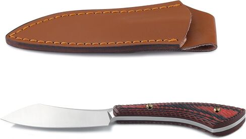 Dispatch Small EDC Fixed Blade Knife with Leather Sheath, 2.94" D2 Steel Full Tang Skinner, Ultra-Light 64g Hunting Knife with Ergonomic G10 Handle for Hunting,Bushcraft, Hiking & Camping in Kuwait