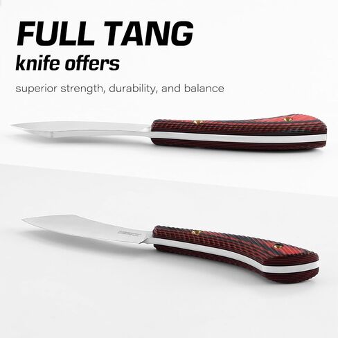 Dispatch Small EDC Fixed Blade Knife with Leather Sheath, 2.94" D2 Steel Full Tang Skinner, Ultra-Light 64g Hunting Knife with Ergonomic G10 Handle for Hunting,Bushcraft, Hiking & Camping in Kuwait