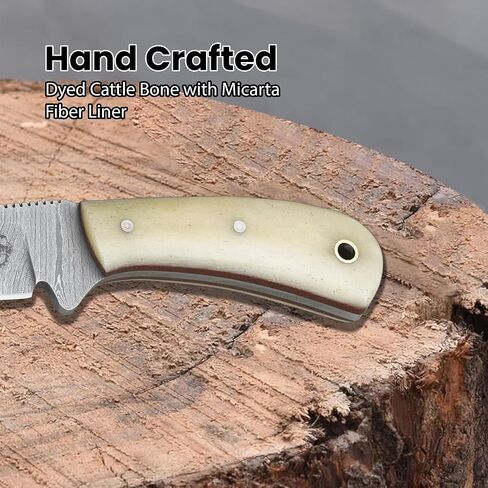 Knives Ranch Cowboy Knife - 5.5" Full Tang Fixed Blade EDC - Horizontal Carry Leather Sheath - Handmade Outdoor Hunting Camping Utility Knife in Kuwait
