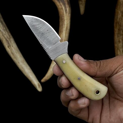 Knives Ranch Cowboy Knife - 5.5" Full Tang Fixed Blade EDC - Horizontal Carry Leather Sheath - Handmade Outdoor Hunting Camping Utility Knife in Kuwait