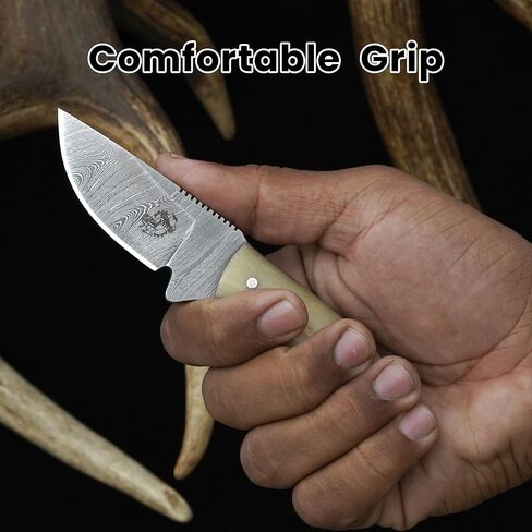 Knives Ranch Cowboy Knife - 5.5" Full Tang Fixed Blade EDC - Horizontal Carry Leather Sheath - Handmade Outdoor Hunting Camping Utility Knife in Kuwait