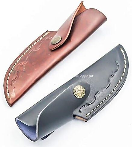 7" Handmade Real Leather Sheath for Fixed Hunting Blade Knife Engraved/Belt Loop in Kuwait