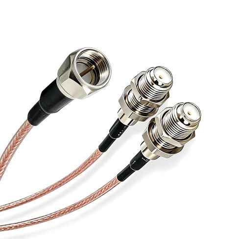 F Male to Dual Female RG6 Coax Splitter Cable, 10cm in Kuwait