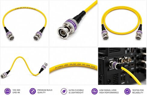 AV-Cables 12G-SDI BNC to BNC Cable, 4855R,6ft, Yellow in Kuwait