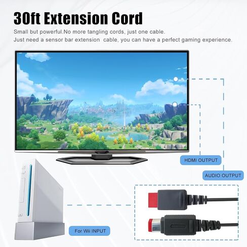 Bar Extension Cable Cord Fit for Nintendo Wii & Wii U 10ft/3M, Extension Cable Cord Fit for Wii & Wii U Sensor Bar Lead in Kuwait