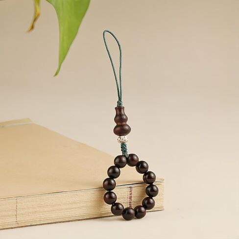 Sandalwood Bodhi Phone Charm - Gourd Shape Wooden Keychain, Zen Hanging Ornament for Phone, Bag, USB, Spiritual Inspired Dangle Gift in Kuwait
