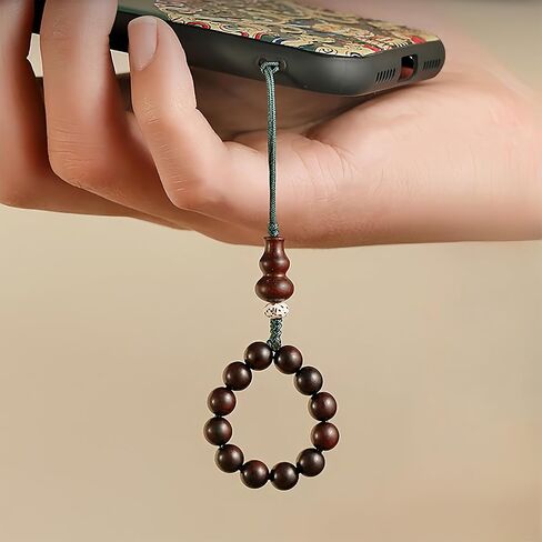 Sandalwood Bodhi Phone Charm - Gourd Shape Wooden Keychain, Zen Hanging Ornament for Phone, Bag, USB, Spiritual Inspired Dangle Gift in Kuwait