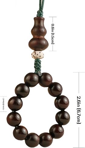 Sandalwood Bodhi Phone Charm - Gourd Shape Wooden Keychain, Zen Hanging Ornament for Phone, Bag, USB, Spiritual Inspired Dangle Gift in Kuwait