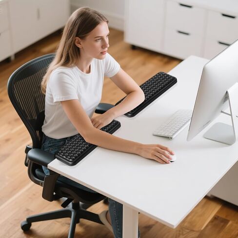 L-Shaped Desk EdgeRest, 2-Piece Set,Desk Elbow Pad, Ergonomic Design, Suitable for Desk and Table Edge, Memory Foam Material, Non-Slip and Wear-Resistant, Black Oval（Leather） in Kuwait