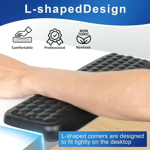 L-Shaped Desk EdgeRest, 2-Piece Set,Desk Elbow Pad, Ergonomic Design, Suitable for Desk and Table Edge, Memory Foam Material, Non-Slip and Wear-Resistant, Black Oval（Leather） in Kuwait