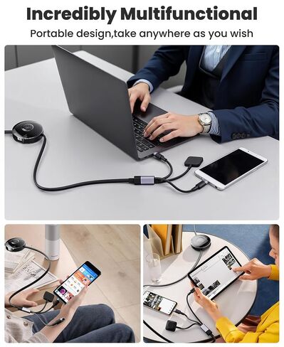 100W Retractable 2X USB-C Charging Cable with Apple Watch Charger - 3-in-1 Dual USB C (100W/10W) and iWatch Fast Charger, Portable Travel Multi Charge Cord for iPhone 15/16/17, iPad, Android, MacBook in Saudi Arabia