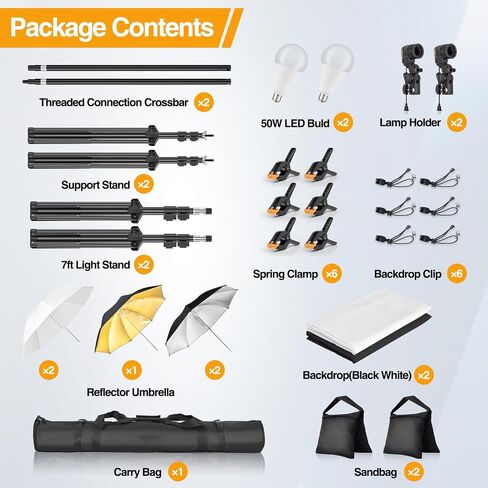 7x10ft Photography Umbrella Lighting Kit with Backdrop in Kuwait
