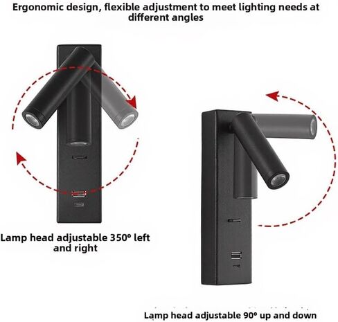Rechargeable Wall Lights for Bedroom with USB-C and USB-A Ports in Kuwait