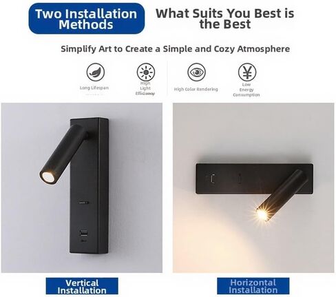 Rechargeable Wall Lights for Bedroom with USB-C and USB-A Ports in Kuwait