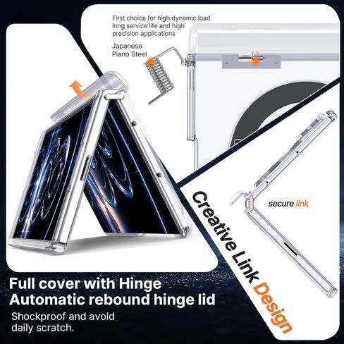 for Galaxy Z Fold 8 Case Clear with Rotatable Ring Stand & Front Screen Protector & Hinge Protection, Compatible with MagSafe, Magnetic 2-Way Kickstand Slim Fit Bumper Cover in Kuwait
