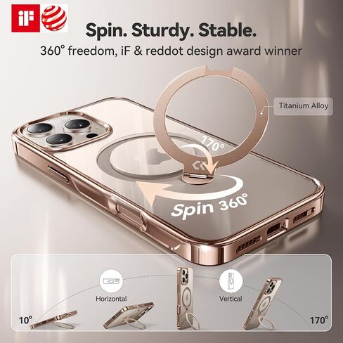 CASEKOO 360 Spin Magnetic Stand for iPhone 16 Pro Max Case Desert Titanium in Kuwait