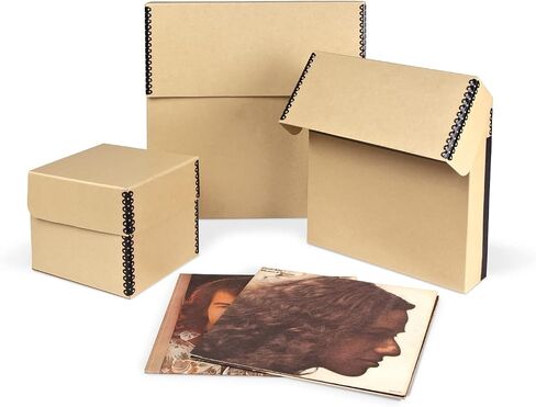 Gaylord Archival Tan Flip-Top 12" Vinyl Record/Album Preservation Box - 3W x 13 1/8L x 13 1/8" H in Kuwait