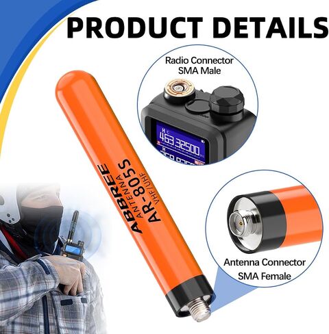 ABBREE Dual Band VHF/UHF Ham Radio Antenna144/430Mhz 3.14 inch SMA- Female AR-805S Plus Long Range Stubby Short Antenna for Baofeng UV-5R Mini 5RM BF-F8HP PRO,K5 Plus,DM32,UV32 Accessories,2Pack in Kuwait