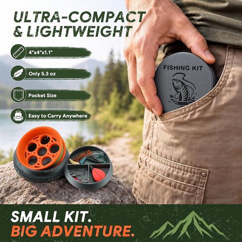 Meonum Survival Fishing Kit with Hand Reel, Gift for Outdoor Lovers in Kuwait