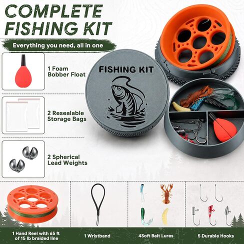 Meonum Survival Fishing Kit with Hand Reel, Gift for Outdoor Lovers in Kuwait