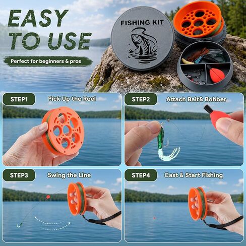 Meonum Survival Fishing Kit with Hand Reel, Gift for Outdoor Lovers in Kuwait