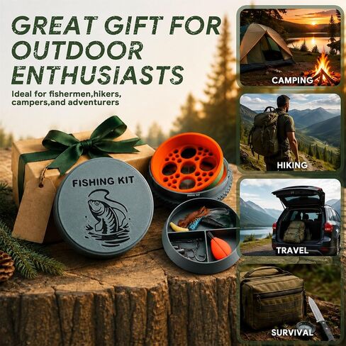 Meonum Survival Fishing Kit with Hand Reel, Gift for Outdoor Lovers in Kuwait