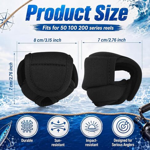 6 Pcs Low Profile Casting Baitcast Reels Cover Fishing Spinning Reel Cover Case Bag for 50-300 Series Baitcasting Fishing Reels Thick Neoprene Spinning Protective Pouch for Man Father in Saudi Arabia