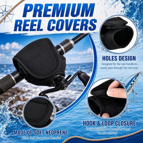 6 Pcs Low Profile Casting Baitcast Reels Cover Fishing Spinning Reel Cover Case Bag for 50-300 Series Baitcasting Fishing Reels Thick Neoprene Spinning Protective Pouch for Man Father in Saudi Arabia