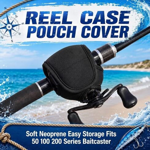6 Pcs Low Profile Casting Baitcast Reels Cover Fishing Spinning Reel Cover Case Bag for 50-300 Series Baitcasting Fishing Reels Thick Neoprene Spinning Protective Pouch for Man Father in Saudi Arabia