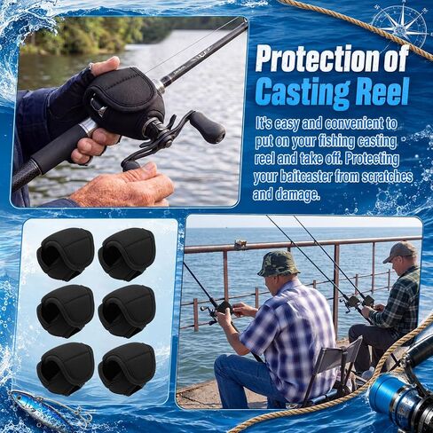 6 Pcs Low Profile Casting Baitcast Reels Cover Fishing Spinning Reel Cover Case Bag for 50-300 Series Baitcasting Fishing Reels Thick Neoprene Spinning Protective Pouch for Man Father in Saudi Arabia