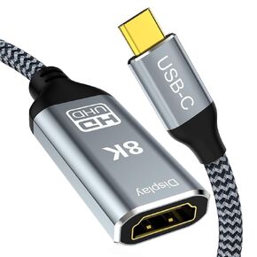 USB C to HDMI2.1 Adapter,Type c to hdmi Female cable, 8K@60Hz 4K@144Hz ,Thunderbolt 4/5 Compatible with MacBook Pro/Air, iPad Pro, iPhone 17 16, HDCP 2.3 & HDR10, 48Gbps ,XPS,Galaxy S22,Gaming Monitor in Kuwait