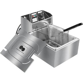 6.3QT Electric Deep Fryer with Basket, 1700W 316 Stainless Steel Commercial Deep Fryer, Adjustable Temperature Control 140°F-392°F, Countertop Deep Fryer with Lid, Oil Fryer for Home Kitchen in Kuwait