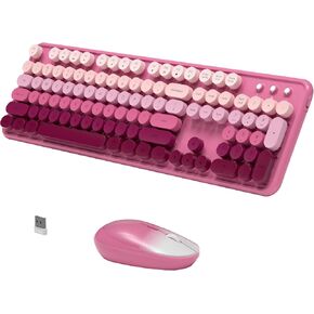 Colorful Wireless Computer Keyboard and Mouse, Pink Gradient in Saudi Arabia