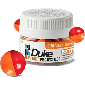 Duke Extreme Irritant, 50 Caliber Projectiles, Non Lethal Pepper Balls | 1% OC (Oleoresin Capsicum) + 4% PAVA (Nonivamide), Home Protection and Self Defense Pepper Ball Projectiles, Weight: 1.4g in Kuwait