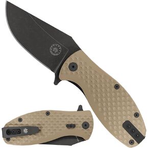 Off-Grid Knives - Badger EDC Folding Knife with Sandvik 14C28N Blade, Ball Bearing Pivot, G10 Scales, Grid-Lock, Ambidextrous Deep Carry Clip (Blackwash) in Kuwait