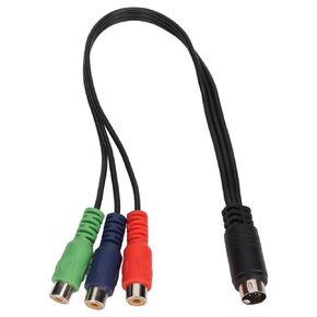 11.8in MINI DIN 9 Pin Male to 3RCA Female Cable Plug and Play Universal RGB Video Adapter Cable RGB Connection in Kuwait