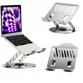 360° Rotatable Height-Adjustable All-Metal Dual-Bar Laptop Stand, Anti-Slip Heat-Dissipating for MacBook Pro/Air (10-17"), Tablet, Gaming, Office, Home, Drawing - Gray in Saudi Arabia