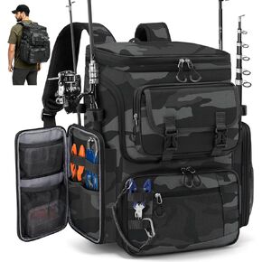 RAINSMORE Fishing Backpack, 45L Large Water-resistant Fishing Tackle Bag in Saudi Arabia