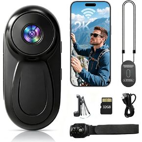 2K Mini Body Camera with WiFi, Wearable POV Action Camera for Vlogging in Kuwait