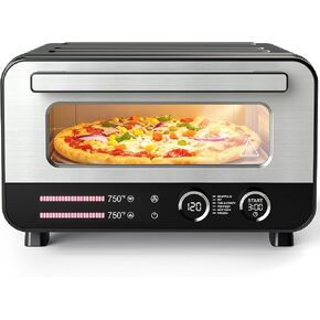 DUMOS Pizza Oven Indoor, 1600W Electric Pizza Maker Fast Heating, 4 Modes for 12 Inches Pizzas, with Stone & Spatula, Upper-Bottom Independent Heating Temperature Control in Kuwait