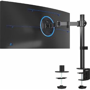 VIVO Single 13 to 38 inch Ultrawide Monitor Arm Desk Mount, Regular Screens up to 32 inches, 22 lbs capacity, Fully Adjustable Stand with C-Clamp and Grommet Base, Black, STAND-V001 in Kuwait