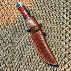 9" Handmade Real Leather Sheath for Fixed Hunting Blade Knife Engraved/Belt Loop in Kuwait