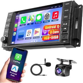 Car Radio Stereo for Jeep Wrangler JK 2007-2018,for Dodge Grand Caravan 2008-2020, for Chrysler Town & Country 2008-2016, Android 15.0 (4G RAM 64G ROM) with Wireless Carplay& Android Auto in Saudi Arabia
