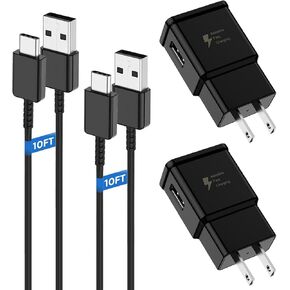 10FT Cable, Type C Charger Fast Charging, USB C Android Phone Wall Charger Block & Charge Cord, for Samsung Galaxy S25/S24/S23/S22/S21/S20/S10 Plus/S10E/S9/S8/S21 Ultra Note 8/9/10/20 etc in Kuwait