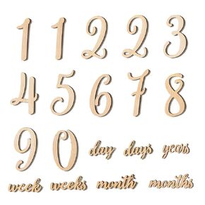 19pcs Baby Milestone Numbers Wooden Milestones Newborn Photography Prop Wooden Milestone Monthly Card in Kuwait