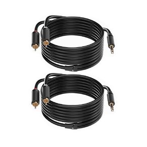 3.5mm Aux to RCA Cable 16 FT, 1 Pack, Black, 1/8 Aux Male to Dual RCA Male Stereo Y Splitter Cord, 24K Gold-Plated, Compatible with Television, PC, Smartphone, Dot, Tablet and Speaker in Kuwait